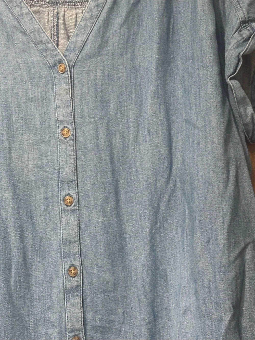 Isabel Maternity Light Blue Chambray Denim Midi Button-Front Dress - Picture 2 of 5